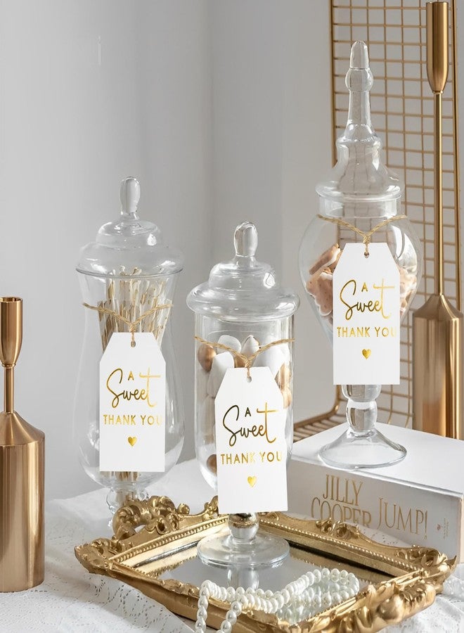 joycraft A Sweet Thank You Tags, 50Pcs Gold Foil Gift Tags with String, 3x2 in White Kraft Paper Hangtags, Sweet Thank You Lables for Wedding, Baby Shower, Birthday, Anniversary, Gift Wrap - Image 4